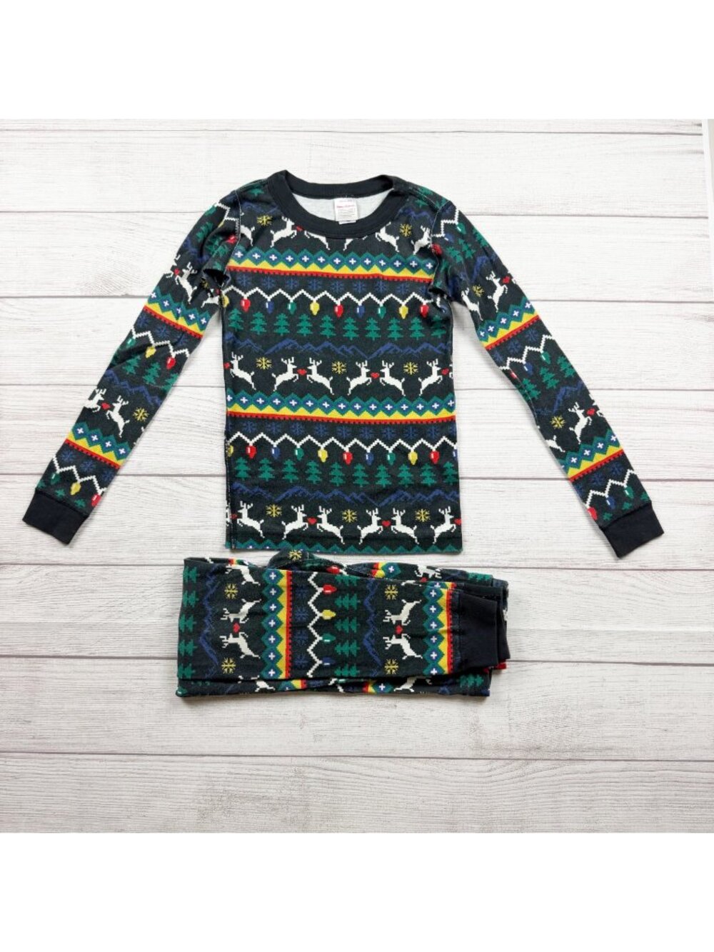 Hanna Andersson Rainbow Holiday Pajama Set Reindeer Print 130 8